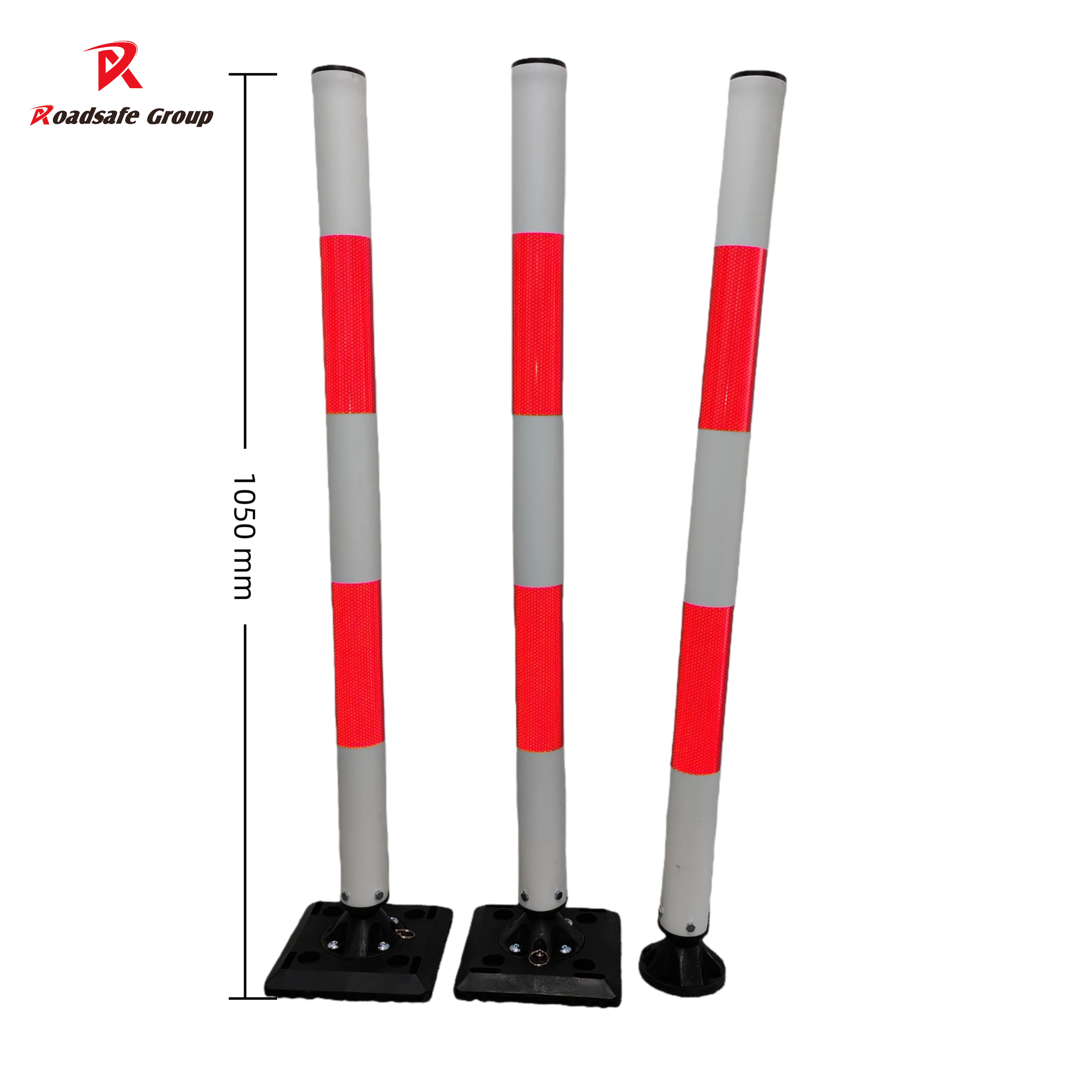 Reflective Safety Bollards with Removable Base - 1050mm PE Post