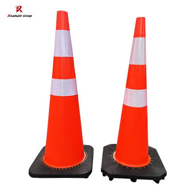 quality PVC Warning Road Safety Traffic Cones Reflective Safety Cones Black Base 36inch factory