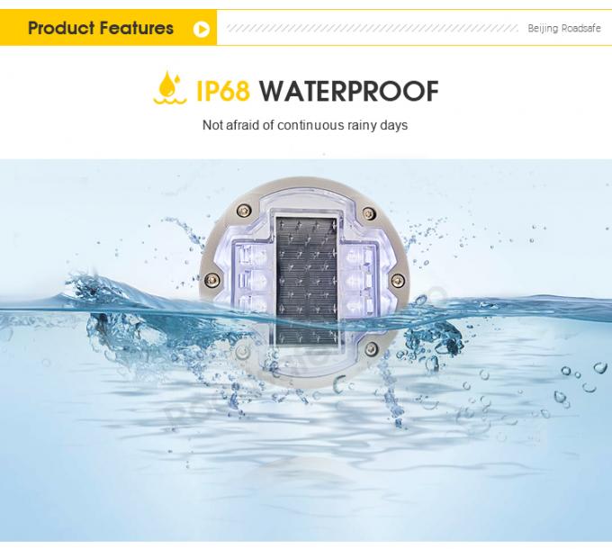 Aluminum Round Flashing LED Embedded Cat Eye Wireless Underground Driveway Marking Light Solar Road Stud 2