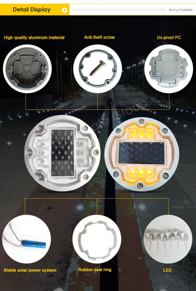 Aluminum Round Flashing LED Embedded Cat Eye Wireless Underground Driveway Marking Light Solar Road Stud 4