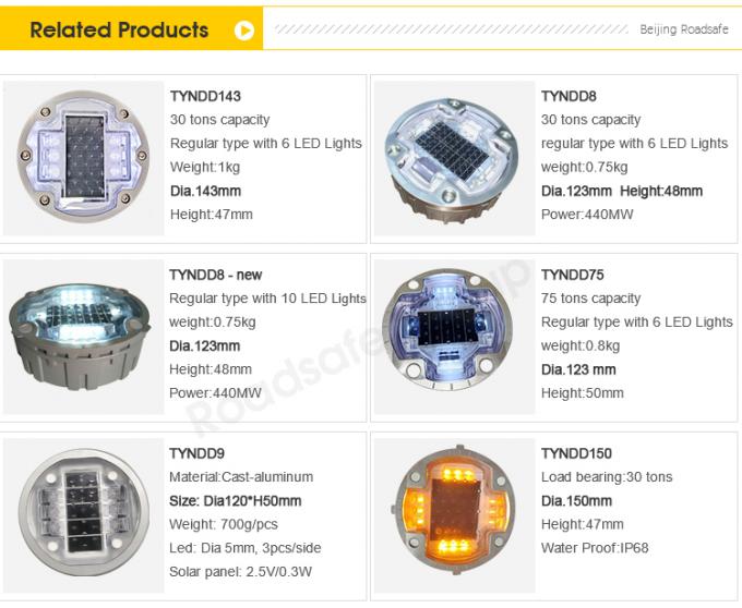 Aluminum Round Flashing LED Embedded Cat Eye Wireless Underground Driveway Marking Light Solar Road Stud 6
