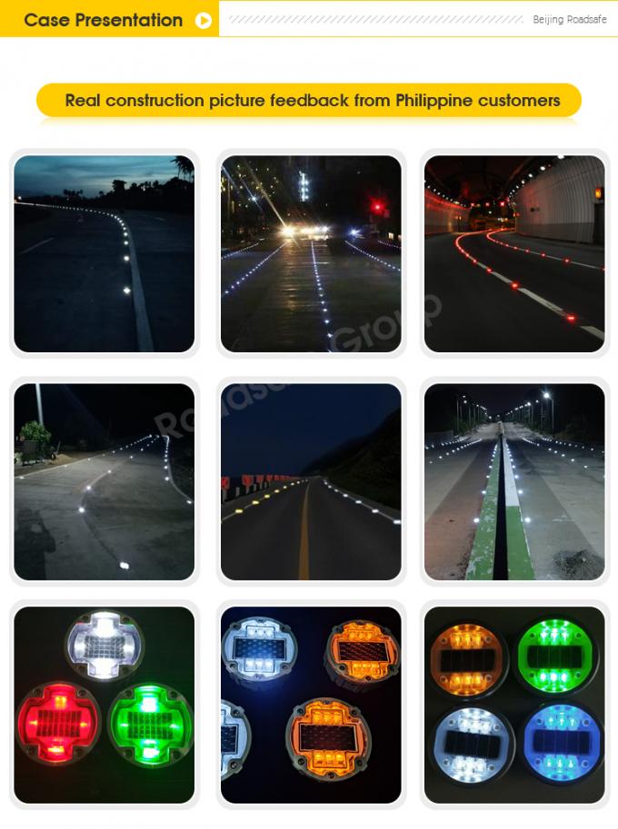 Aluminum Round Flashing LED Embedded Cat Eye Wireless Underground Driveway Marking Light Solar Road Stud 5