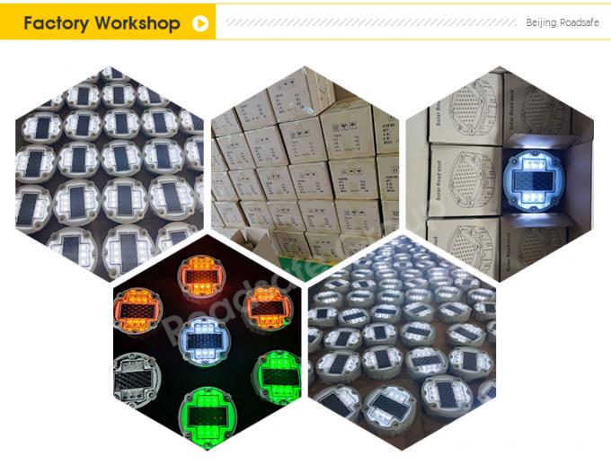 Aluminum Round Flashing LED Embedded Cat Eye Wireless Underground Driveway Marking Light Solar Road Stud 7