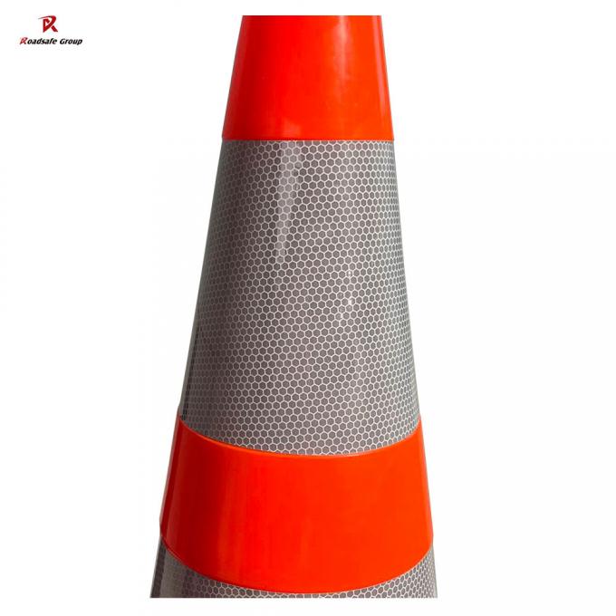 70cm Heavy Duty PVC Foldable Traffic Cones Black Base With White ...