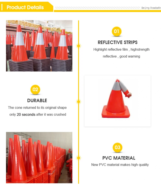 70CM Bell mouth PVC Road Cone Traffic Safety Flexible Cone